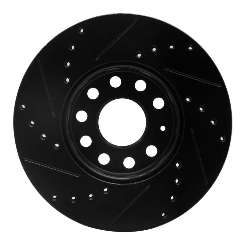 Audi A3 Brake Rotor (1) - Front Right - R1 Concepts - Drilled & Slotted - Black - `05-`25